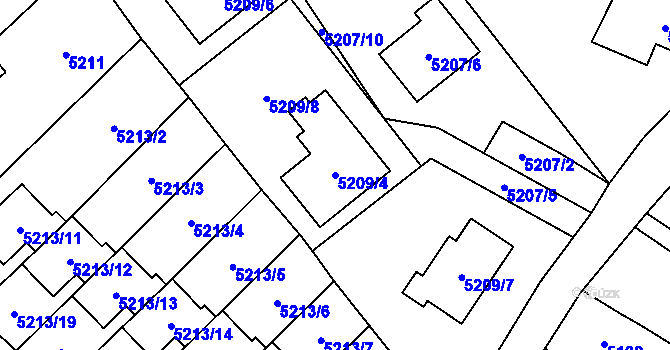 Parcela st. 5209/4 v KÚ Šternberk, Katastrální mapa