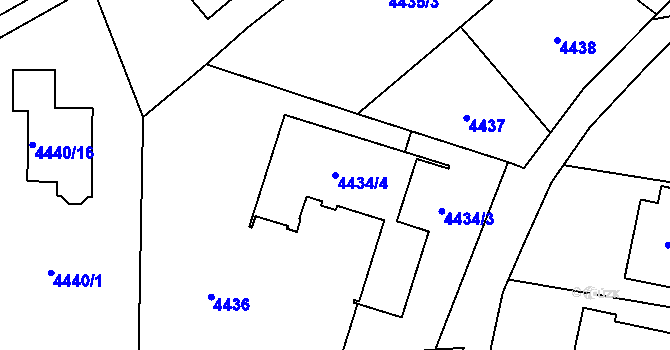 Parcela st. 4434/4 v KÚ Šternberk, Katastrální mapa