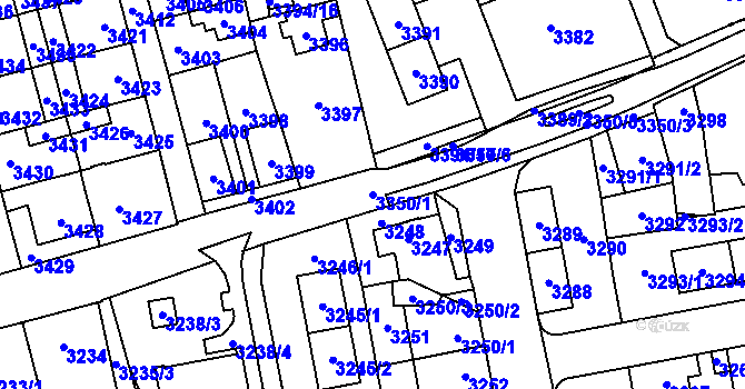 Parcela st. 3350/1 v KÚ Šternberk, Katastrální mapa