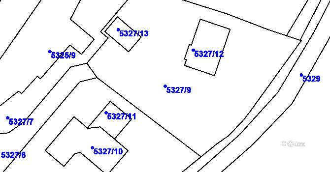 Parcela st. 5327/9 v KÚ Šternberk, Katastrální mapa