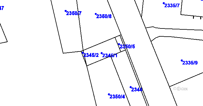 Parcela st. 2345/1 v KÚ Šternberk, Katastrální mapa