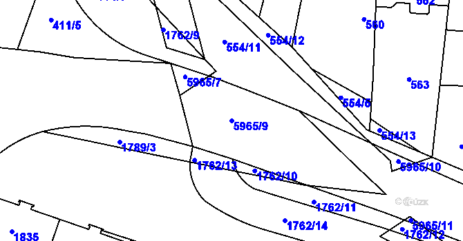 Parcela st. 5965/9 v KÚ Šternberk, Katastrální mapa