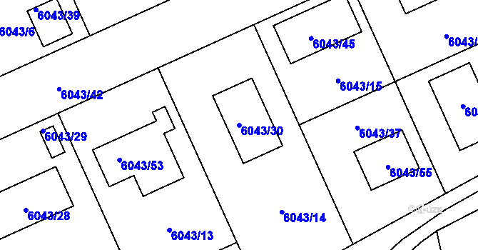 Parcela st. 6043/30 v KÚ Šternberk, Katastrální mapa