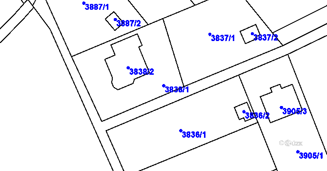 Parcela st. 3838/1 v KÚ Šternberk, Katastrální mapa