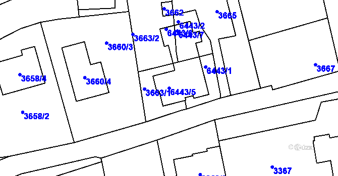 Parcela st. 6443/5 v KÚ Šternberk, Katastrální mapa