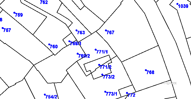 Parcela st. 771/1 v KÚ Šternberk, Katastrální mapa