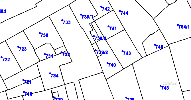 Parcela st. 739/2 v KÚ Šternberk, Katastrální mapa