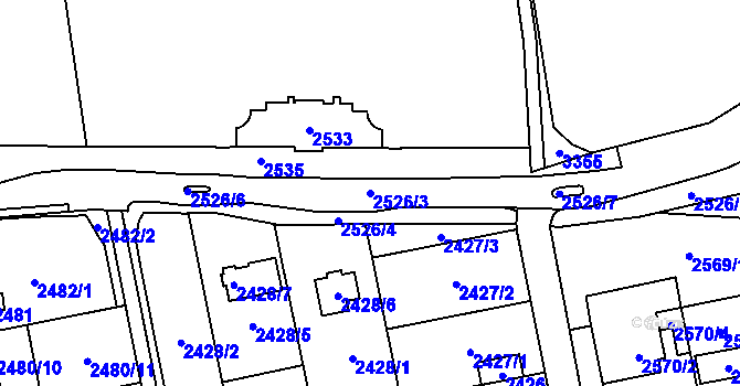 Parcela st. 2526/3 v KÚ Šternberk, Katastrální mapa