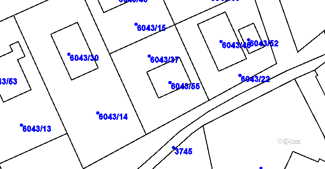 Parcela st. 6043/37 v KÚ Šternberk, Katastrální mapa