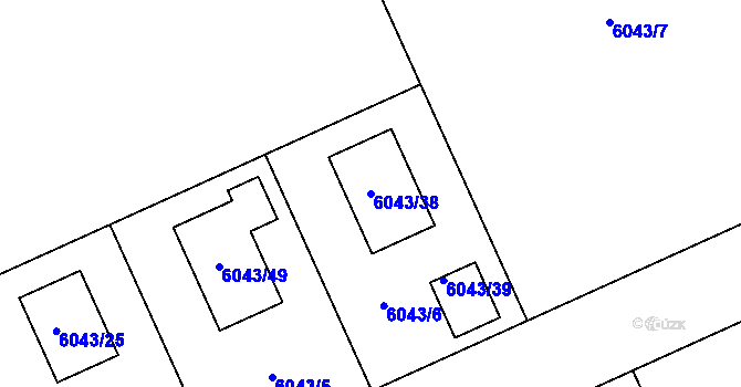 Parcela st. 6043/38 v KÚ Šternberk, Katastrální mapa