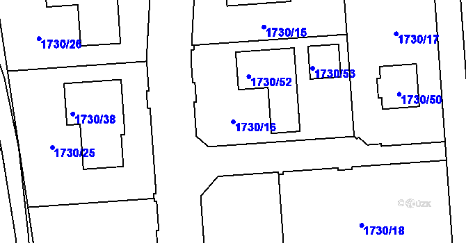 Parcela st. 1730/16 v KÚ Šternberk, Katastrální mapa