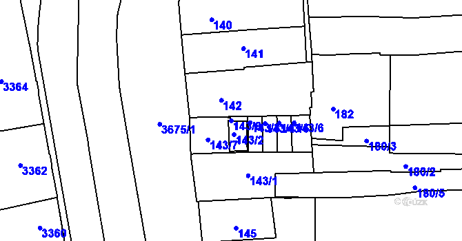 Parcela st. 143/8 v KÚ Šternberk, Katastrální mapa