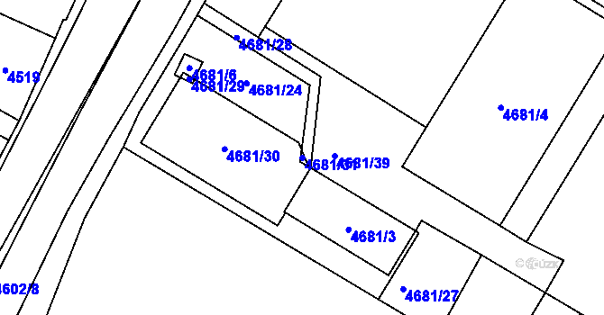 Parcela st. 4681/31 v KÚ Šternberk, Katastrální mapa