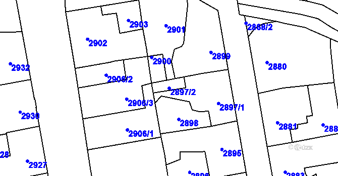 Parcela st. 2897/2 v KÚ Šternberk, Katastrální mapa