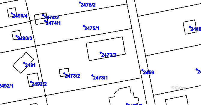Parcela st. 2473/3 v KÚ Šternberk, Katastrální mapa