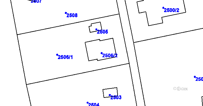 Parcela st. 2506/2 v KÚ Šternberk, Katastrální mapa