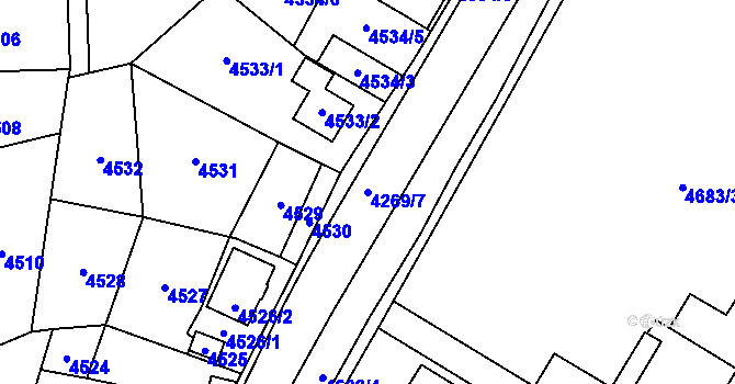 Parcela st. 4269/7 v KÚ Šternberk, Katastrální mapa