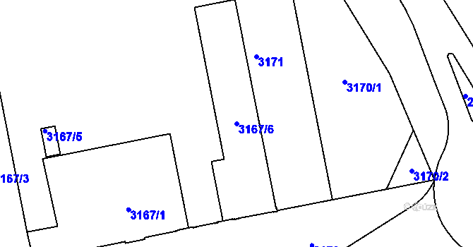 Parcela st. 3167/6 v KÚ Šternberk, Katastrální mapa