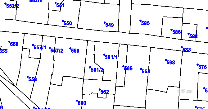 Parcela st. 561/1 v KÚ Šternberk, Katastrální mapa