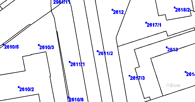 Parcela st. 2611/2 v KÚ Šternberk, Katastrální mapa