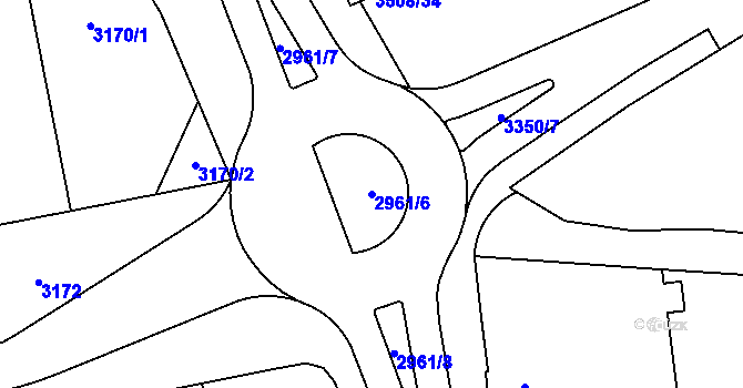 Parcela st. 2961/6 v KÚ Šternberk, Katastrální mapa