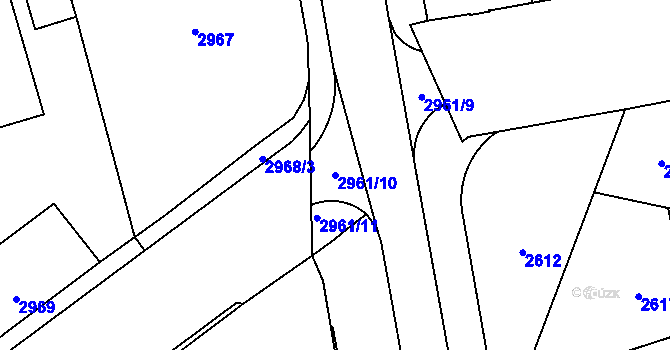 Parcela st. 2961/10 v KÚ Šternberk, Katastrální mapa