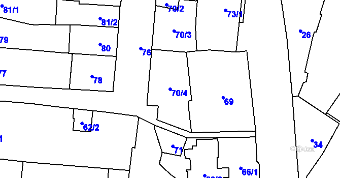 Parcela st. 70/4 v KÚ Šternberk, Katastrální mapa