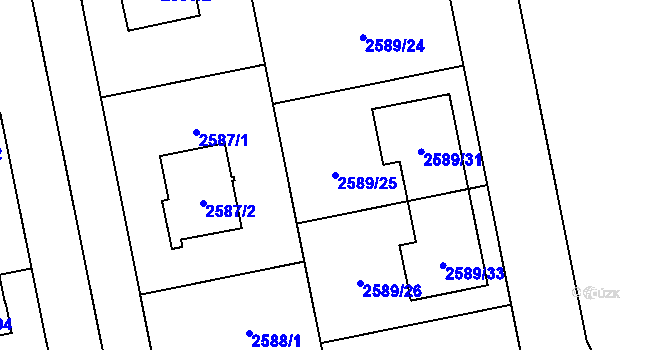 Parcela st. 2589/25 v KÚ Šternberk, Katastrální mapa