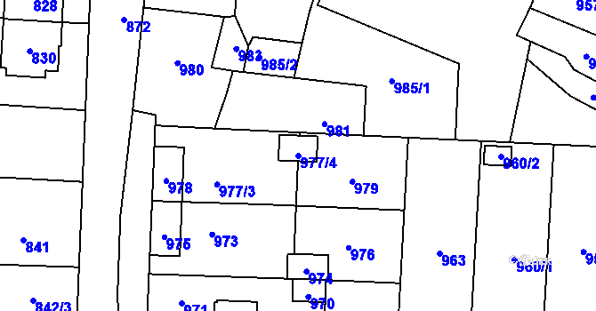 Parcela st. 977/4 v KÚ Šternberk, Katastrální mapa