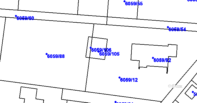 Parcela st. 6059/105 v KÚ Šternberk, Katastrální mapa
