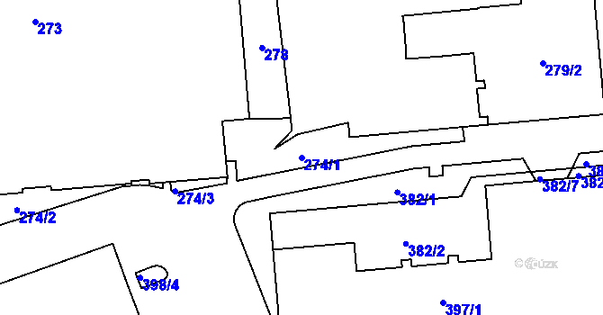 Parcela st. 274/1 v KÚ Šternberk, Katastrální mapa