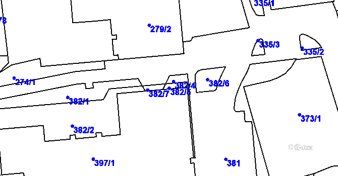 Parcela st. 382/5 v KÚ Šternberk, Katastrální mapa