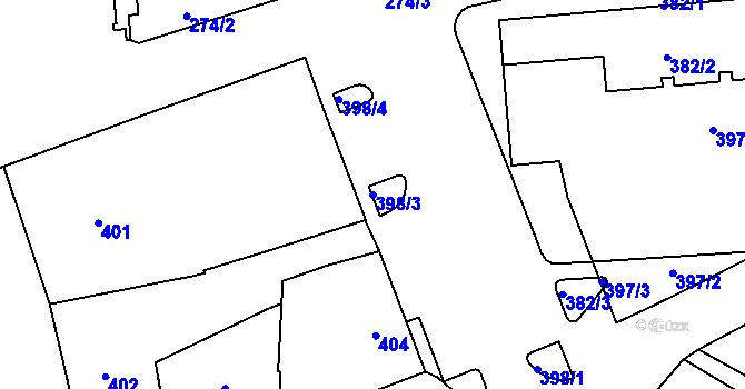 Parcela st. 398/3 v KÚ Šternberk, Katastrální mapa