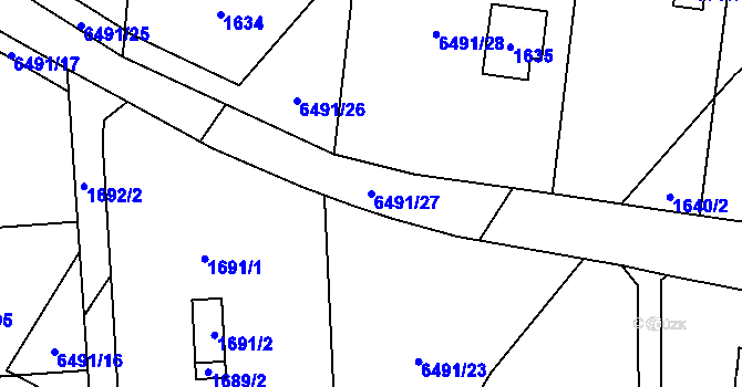 Parcela st. 6491/27 v KÚ Šternberk, Katastrální mapa