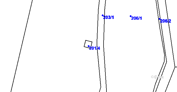 Parcela st. 201/4 v KÚ Lhota u Šternberka, Katastrální mapa