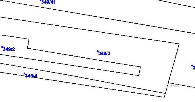 Parcela st. 349/3 v KÚ Lhota u Šternberka, Katastrální mapa