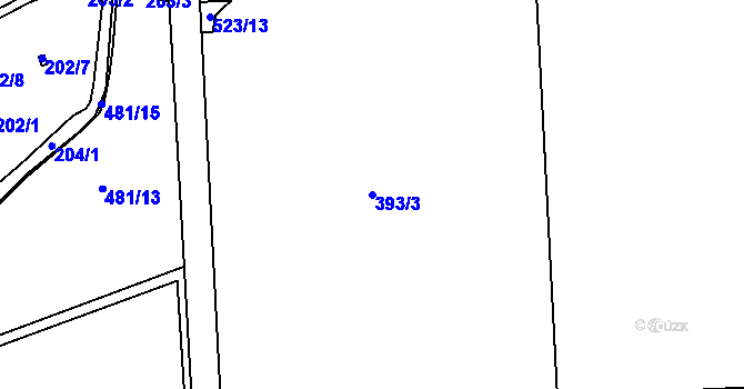 Parcela st. 393/3 v KÚ Lhota u Šternberka, Katastrální mapa