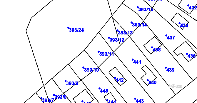 Parcela st. 393/11 v KÚ Lhota u Šternberka, Katastrální mapa