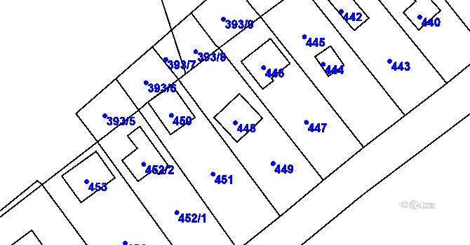 Parcela st. 448 v KÚ Lhota u Šternberka, Katastrální mapa