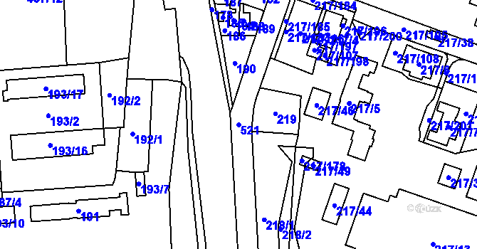 Parcela st. 521 v KÚ Lhota u Šternberka, Katastrální mapa
