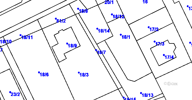 Parcela st. 18/7 v KÚ Lhota u Šternberka, Katastrální mapa