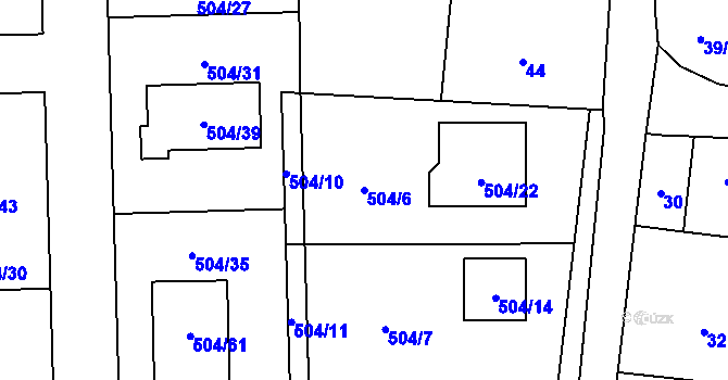 Parcela st. 504/6 v KÚ Lhota u Šternberka, Katastrální mapa