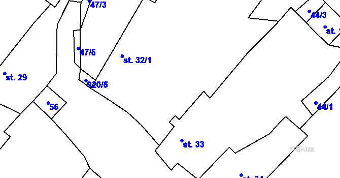 Parcela st. 32/1 v KÚ Počeplice, Katastrální mapa