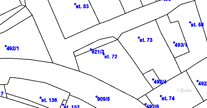 Parcela st. 72 v KÚ Počeplice, Katastrální mapa