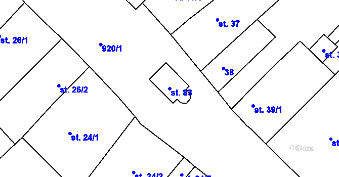 Parcela st. 83 v KÚ Počeplice, Katastrální mapa