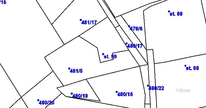 Parcela st. 99 v KÚ Počeplice, Katastrální mapa