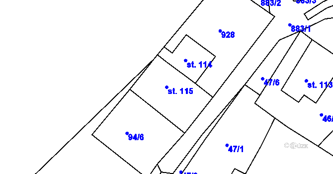 Parcela st. 115 v KÚ Počeplice, Katastrální mapa