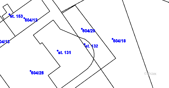 Parcela st. 132 v KÚ Počeplice, Katastrální mapa