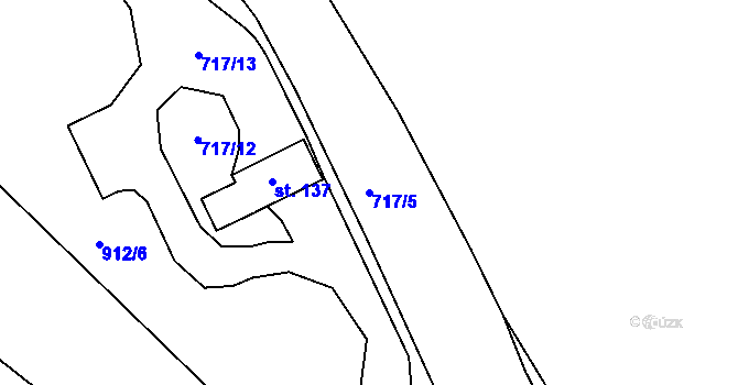 Parcela st. 717/5 v KÚ Počeplice, Katastrální mapa
