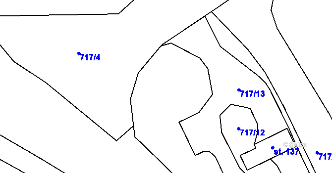 Parcela st. 717/7 v KÚ Počeplice, Katastrální mapa